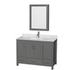 Custom image for Dark Gray with Brushed Chrome Trim / White Carrara Marble, Rectangular Sink / Medicine Cabinet