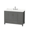 Custom image for Dark Gray with Brushed Chrome Trim / White Quartz, Rectangular Sink / No Mirror