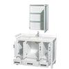 Custom image for White with Brushed Chrome Trim / Carrara Cultured Marble, Rectangular Sink / Medicine Cabinet