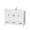 Custom image for White with Brushed Chrome Trim / Carrara Cultured Marble, Rectangular Sink / No Mirror