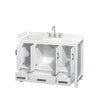 Custom image for White with Brushed Chrome Trim / Carrara Cultured Marble, Rectangular Sink / No Mirror