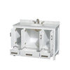 Custom image for White with Brushed Chrome Trim / White Carrara Marble, Oval Sink / No Mirror