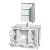 Custom image for White with Brushed Chrome Trim / White Carrara Marble, Rectangular Sink / Medicine Cabinet