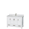 Custom image for White with Brushed Chrome Trim / White Carrara Marble, Rectangular Sink / Medicine Cabinet