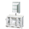 Custom image for White with Brushed Chrome Trim / Giotto Quartz, Rectangular Sink / Medicine Cabinet