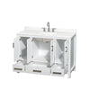 Custom image for White with Brushed Chrome Trim / Giotto Quartz, Rectangular Sink / No Mirror