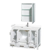 Custom image for White with Brushed Chrome Trim / White Cultured Marble, Rectangular Sink / Medicine Cabinet