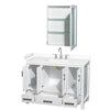 Custom image for White with Brushed Chrome Trim / White Cultured Marble, Rectangular Sink / Medicine Cabinet
