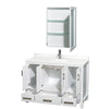Custom image for White with Brushed Chrome Trim / White Quartz, Rectangular Sink / Medicine Cabinet