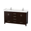 Custom image for Espresso with Brushed Chrome Trim / Carrara Cultured Marble, Rectangular Sink / No Mirror