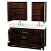 Custom image for Espresso with Brushed Chrome Trim / Carrara Cultured Marble, Rectangular Sink / Medicine Cabinets