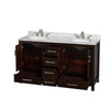 Custom image for Espresso with Brushed Chrome Trim / White Carrara Marble, Oval Sink / No Mirror