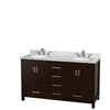 Custom image for Espresso with Brushed Chrome Trim / White Carrara Marble, Oval Sink / Medicine Cabinets