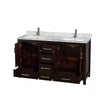 Custom image for Espresso with Brushed Chrome Trim / White Carrara Marble, Rectangular Sink / No Mirror