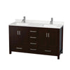 Custom image for Espresso with Brushed Chrome Trim / Giotto Quartz, Rectangular Sink / No Mirror