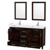 Custom image for Espresso with Brushed Chrome Trim / White Cultured Marble, Rectangular Sink / 24