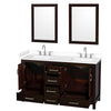 Custom image for Espresso with Brushed Chrome Trim / White Cultured Marble, Rectangular Sink / 24