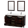 Custom image for Espresso with Brushed Chrome Trim / White Quartz, Rectangular Sink / 24