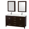 Custom image for Espresso with Brushed Chrome Trim / White Quartz, Rectangular Sink / Medicine Cabinets