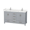 Custom image for Gray with Brushed Chrome Trim / Carrara Cultured Marble, Rectangular Sink / No Mirror