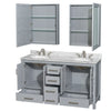 Custom image for Gray with Brushed Chrome Trim / White Carrara Marble, Oval Sink / Medicine Cabinets