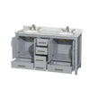 Custom image for Gray with Brushed Chrome Trim / White Carrara Marble, Oval Sink / No Mirror