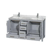 Custom image for Gray with Brushed Chrome Trim / White Carrara Marble, Rectangular Sink / No Mirror