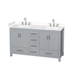 Custom image for Gray with Brushed Chrome Trim / White Cultured Marble, Rectangular Sink / No Mirror