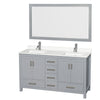 Custom image for Gray with Brushed Chrome Trim / White Quartz, Rectangular Sink / 58