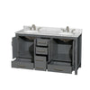 Custom image for Dark Gray with Brushed Chrome Trim / White Carrara Marble, Oval Sink / No Mirror