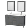Custom image for Dark Gray with Brushed Chrome Trim / White Quartz, Rectangular Sink / Medicine Cabinets