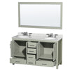 Custom image for Light Green with Brushed Nickel Trim / White Carrara Marble, Oval Sink / 58