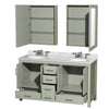 Custom image for Light Green with Brushed Nickel Trim / White Carrara Marble, Oval Sink / Medicine Cabinets