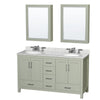 Custom image for Light Green with Brushed Nickel Trim / White Carrara Marble, Oval Sink / Medicine Cabinets