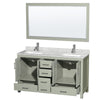 Custom image for Light Green with Brushed Nickel Trim / White Carrara Marble, Rectangular Sink / 58