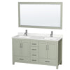 Custom image for Light Green with Brushed Nickel Trim / Giotto Quartz, Rectangular Sink / 58