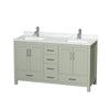 Custom image for Light Green with Brushed Nickel Trim / Giotto Quartz, Rectangular Sink / No Mirror