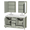 Custom image for Light Green with Brushed Nickel Trim / Giotto Quartz, Rectangular Sink / Medicine Cabinets