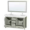 Custom image for Light Green with Brushed Nickel Trim / White Cultured Marble, Rectangular Sink / 58