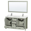 Custom image for Light Green with Brushed Nickel Trim / White Quartz, Rectangular Sink / 58