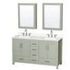 Custom image for Light Green with Brushed Nickel Trim / White Quartz, Rectangular Sink / Medicine Cabinets