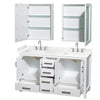 Custom image for White with Brushed Chrome Trim / Carrara Cultured Marble, Rectangular Sink / Medicine Cabinets