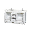 Custom image for White with Brushed Chrome Trim / Carrara Cultured Marble, Rectangular Sink / No Mirror
