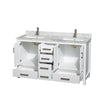 Custom image for White with Brushed Chrome Trim / White Carrara Marble, Rectangular Sink / No Mirror