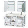 Custom image for White with Brushed Chrome Trim / Giotto Quartz, Rectangular Sink / Medicine Cabinets