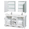 Custom image for White with Brushed Chrome Trim / White Cultured Marble, Rectangular Sink / Medicine Cabinets