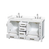 Custom image for White with Brushed Chrome Trim / White Cultured Marble, Rectangular Sink / No Mirror