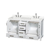 Custom image for White with Brushed Chrome Trim / White Quartz, Rectangular Sink / No Mirror