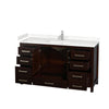Custom image for Espresso with Brushed Chrome Trim / Carrara Cultured Marble, Rectangular Sink / No Mirror
