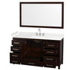 Custom image for Espresso with Brushed Chrome Trim / Carrara Cultured Marble, Rectangular Sink / 58